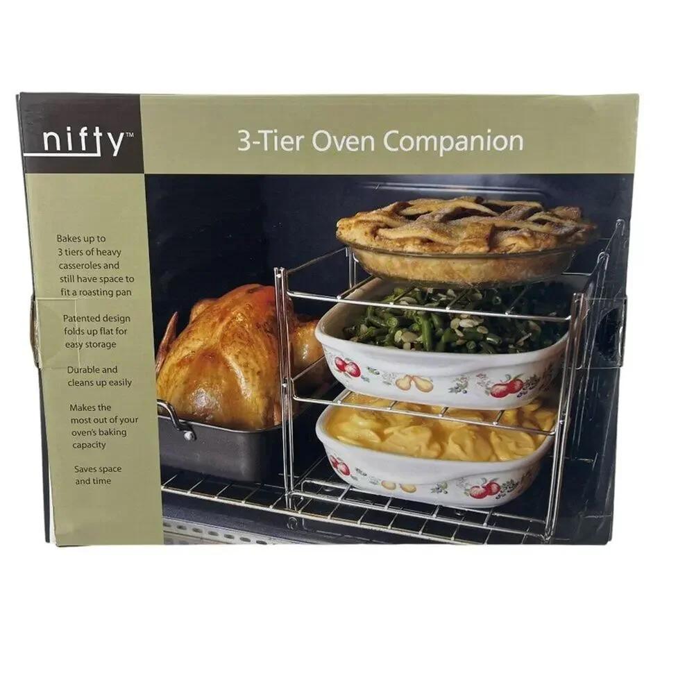Nifty 3-Tier Oven Rack Non-Stick Dishwasher Safe Chrome Plated Steel Constructio